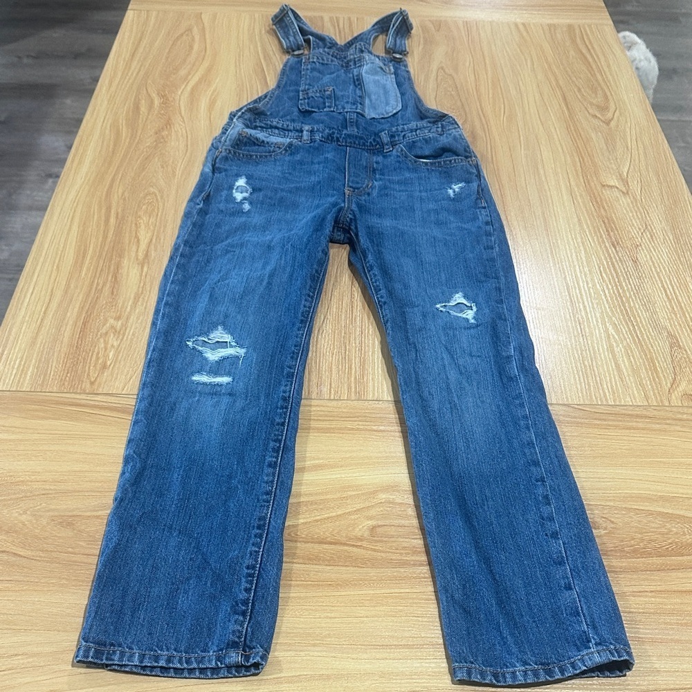 Distressed Blue Denim Overalls